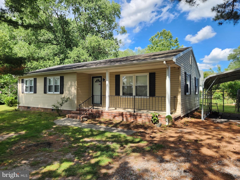 103 Montleau Ave, Salisbury, MD 21804 - single story home with covered porch, crawl space, and a detached carport
