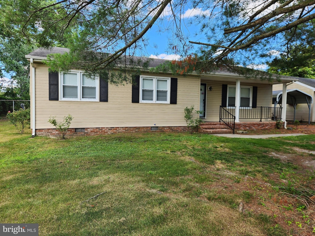 103 Montleau Ave, Salisbury, MD 21804 - single story home with covered porch, crawl space, a shingled roof, and a carport