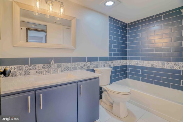 1106 Steamboat Sta, Southampton, PA 18966 - full bath featuring vanity, tile walls, tile patterned flooring, and shower / bath combination