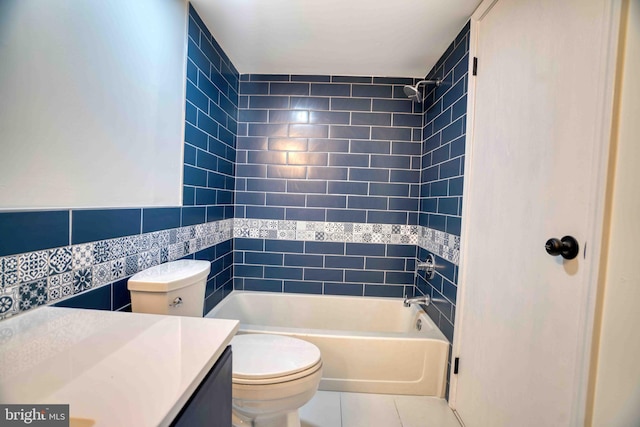1106 Steamboat Sta, Southampton, PA 18966 - bathroom with tile walls, vanity, tile patterned flooring, and shower / bath combination