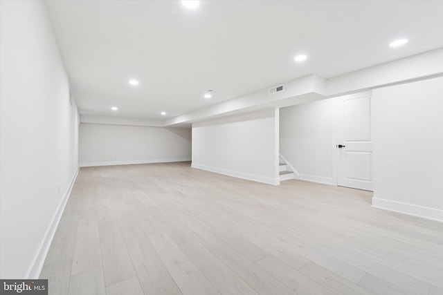 932 Cropwell Rd, Cherry Hill, NJ 08003 - finished below grade area featuring light wood-style flooring, recessed lighting, and stairs