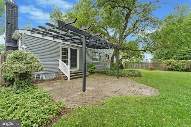 932 Cropwell Rd, Cherry Hill, NJ 08003 - back of house with a pergola, a patio area, a chimney, and entry steps