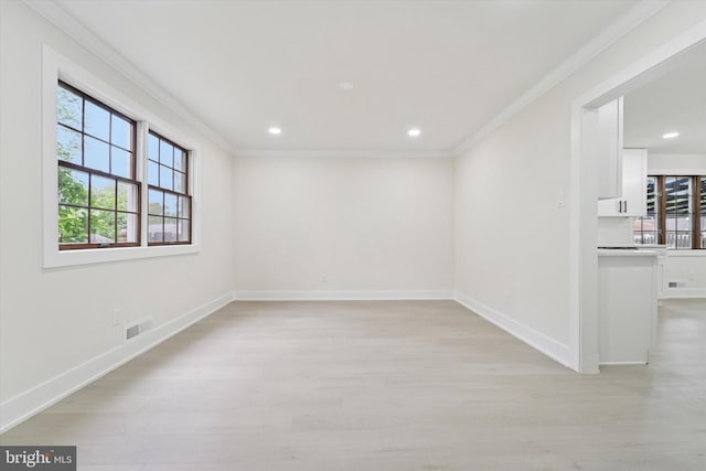 932 Cropwell Rd, Cherry Hill, NJ 08003 - unfurnished room featuring plenty of natural light, ornamental molding, light wood-style floors, and recessed lighting