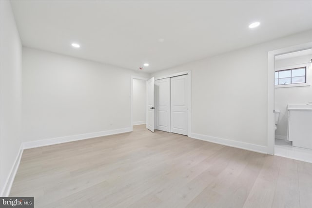 932 Cropwell Rd, Cherry Hill, NJ 08003 - unfurnished bedroom featuring light wood-type flooring, recessed lighting, ensuite bathroom, and a closet