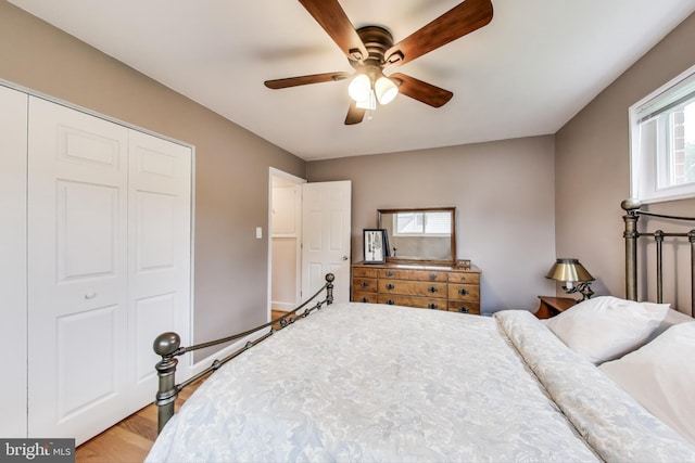 13000 Daley St, Silver Spring, MD 20906 - bedroom featuring a closet, wood finished floors, and a ceiling fan