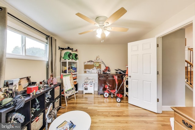 13000 Daley St, Silver Spring, MD 20906 - game room featuring light wood-style flooring and a ceiling fan