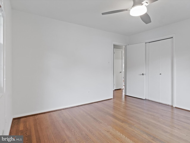 5415 Juliet St, Springfield, VA 22151 - unfurnished bedroom featuring wood finished floors, a closet, and ceiling fan