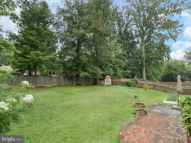 5415 Juliet St, Springfield, VA 22151 - fenced backyard with a storage unit and a patio area