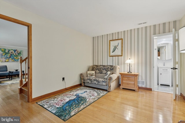 4133 Dana Ln, Lafayette Hill, PA 19444 - living area featuring wallpapered walls and light wood finished floors