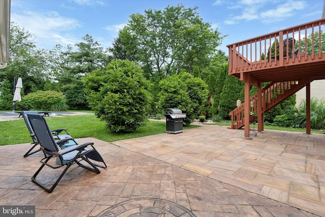 4133 Dana Ln, Lafayette Hill, PA 19444 - view of patio with grilling area, a wooden deck, and stairway