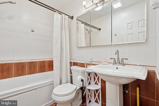 4133 Dana Ln, Lafayette Hill, PA 19444 - bathroom featuring tile walls and shower / bath combination with curtain