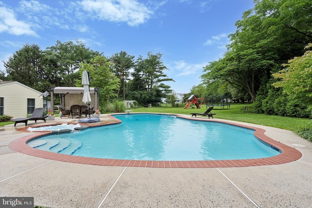 4133 Dana Ln, Lafayette Hill, PA 19444 - outdoor pool with a patio area, a yard, a playground, and a diving board