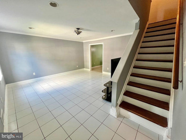 9837 Buckner Rd, Manassas, VA 20110 - staircase featuring ornamental molding, tile patterned flooring, and recessed lighting
