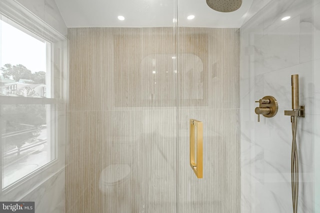 221 Ford St, Conshohocken, PA 19428 - bathroom view of a marble finish shower and recessed lighting