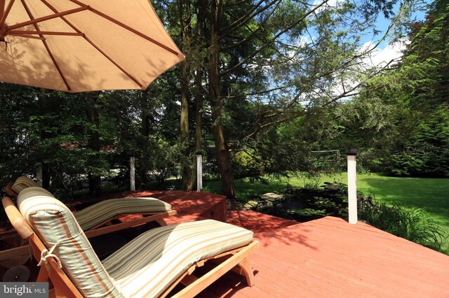 1203 Old Boalsburg Rd, State College, PA 16801 - wooden terrace featuring view of wooded area