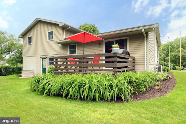 1239 Circleville Rd, State College, PA 16803 - rear view of property with a lawn and a wooden deck