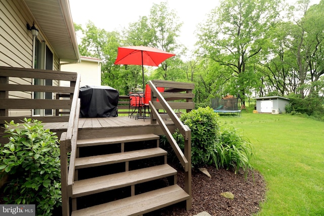 1239 Circleville Rd, State College, PA 16803 - deck with a trampoline, a grill, and a lawn