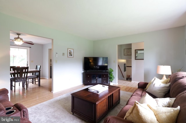 1239 Circleville Rd, State College, PA 16803 - living room with light wood-type flooring and ceiling fan
