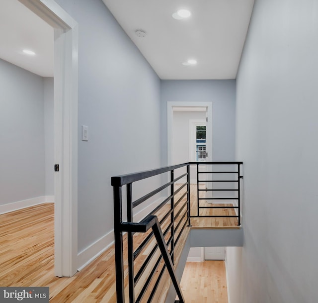 3914 Brandywine St, Philadelphia, PA 19104 - stairway featuring wood finished floors and recessed lighting