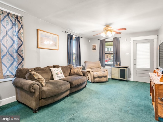 1065 Broadway Blvd, Reading, PA 19607 - living area featuring ceiling fan and carpet floors