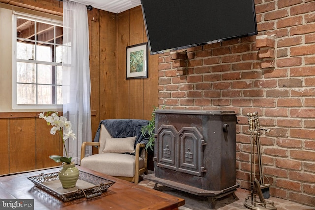 2 Forest Trl, Fairfield, PA 17320 - living area featuring wood walls and a wood stove