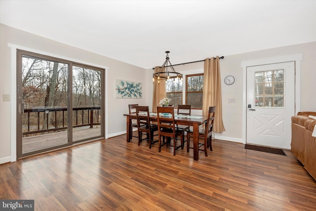 2 Forest Trl, Fairfield, PA 17320 - dining space featuring a chandelier and dark wood-style floors