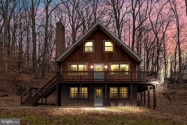 2 Forest Trl, Fairfield, PA 17320 - view of front of property featuring a chimney, a deck, and stairway