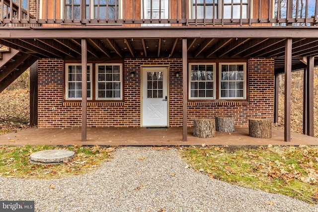 2 Forest Trl, Fairfield, PA 17320 - doorway to property with a deck and brick siding