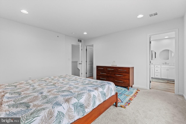 217 Hoke Farm Way, Mechanicsburg, PA 17050 - bedroom with light colored carpet, recessed lighting, and ensuite bath