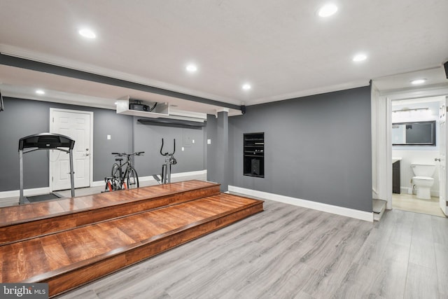 16041 Macedonia Dr, Woodbridge, VA 22191 - workout area featuring recessed lighting and wood finished floors