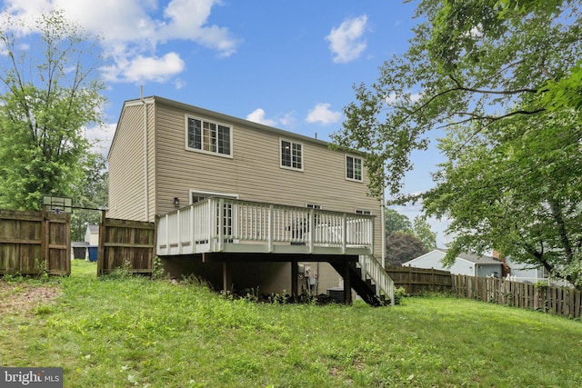 16041 Macedonia Dr, Woodbridge, VA 22191 - rear view of house featuring a wooden deck and stairway