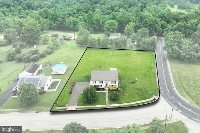 5 Stahle Ln, Dover, PA 17315 - aerial view of property and surrounding area with property parcel outlined and a forest