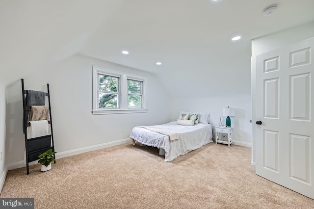 3814 Cedardale Rd, Baltimore, MD 21215 - bedroom with carpet floors, vaulted ceiling, and recessed lighting