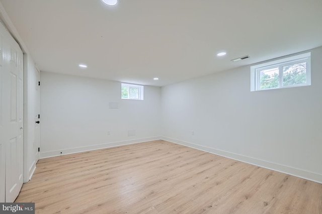 3814 Cedardale Rd, Baltimore, MD 21215 - below grade area featuring light wood-style flooring and recessed lighting