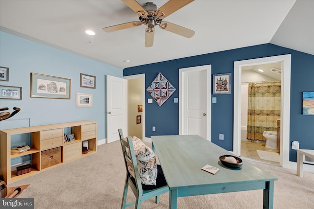 2596 Twin Birch Rd, Hanover, MD 21076 - carpeted office with a ceiling fan, recessed lighting, and vaulted ceiling