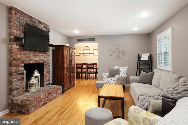 9 Morningside Dr, Pennington, NJ 08534 - living room with light wood-style floors, a chandelier, and recessed lighting