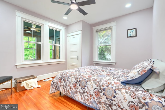 2721 Louise Ave, Baltimore, MD 21214 - bedroom with hardwood / wood-style flooring, recessed lighting, and ceiling fan
