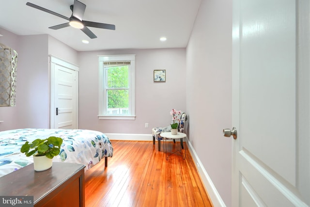 2721 Louise Ave, Baltimore, MD 21214 - bedroom featuring light wood-style flooring, recessed lighting, and ceiling fan