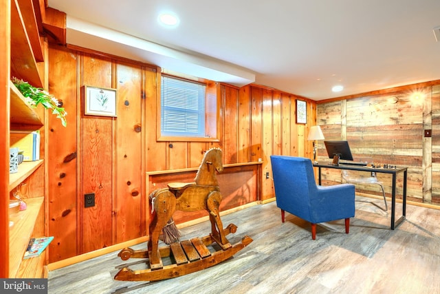 2721 Louise Ave, Baltimore, MD 21214 - office area featuring wood walls and wood finished floors