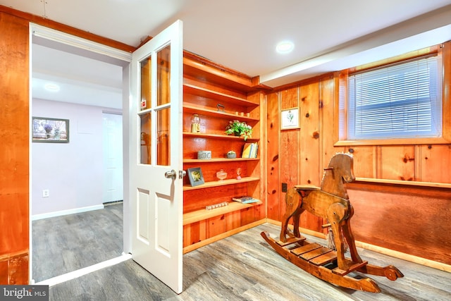 2721 Louise Ave, Baltimore, MD 21214 - office area featuring wood finished floors and wood walls