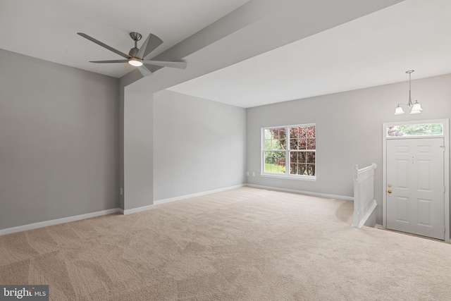 21024 Mossy Glen Ter, Ashburn, VA 20147 - spare room featuring plenty of natural light, carpet, a chandelier, and a ceiling fan