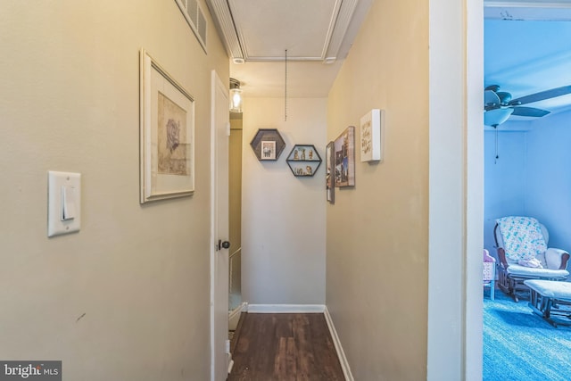 9001 Ridge Ave Unit 31, Philadelphia, PA 19128 - corridor with attic access and wood finished floors