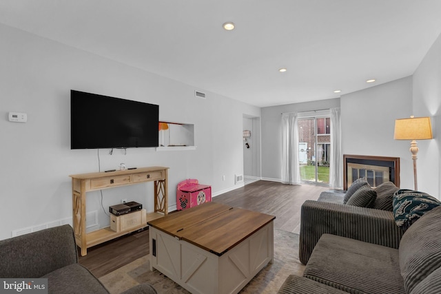 9001 Ridge Ave Unit 31, Philadelphia, PA 19128 - living area featuring wood finished floors and recessed lighting