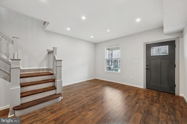 1408 N Redfield St, Philadelphia, PA 19151 - entryway featuring wood finished floors, stairway, and recessed lighting