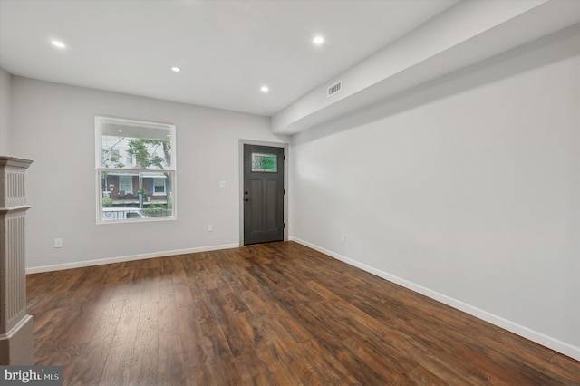 1408 N Redfield St, Philadelphia, PA 19151 - unfurnished living room with dark wood-type flooring and recessed lighting