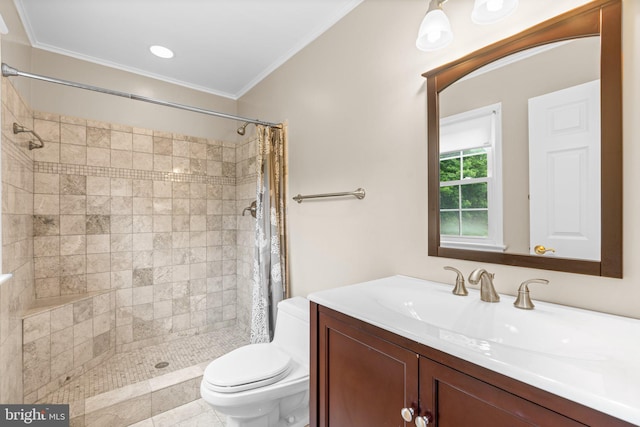 10833 Hunting Ln, Columbia, MD 21044 - full bath featuring vanity, a tile shower, and ornamental molding