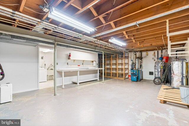10833 Hunting Ln, Columbia, MD 21044 - unfinished basement featuring washer / clothes dryer and a heating unit