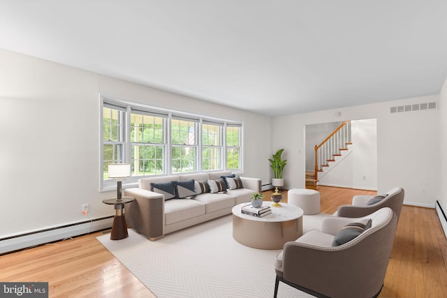 10833 Hunting Ln, Columbia, MD 21044 - living room with wood finished floors and a baseboard heating unit