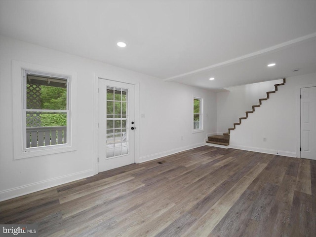 667 Thompson Rd, Needmore, PA 17238 - foyer entrance featuring stairs, wood finished floors, and recessed lighting