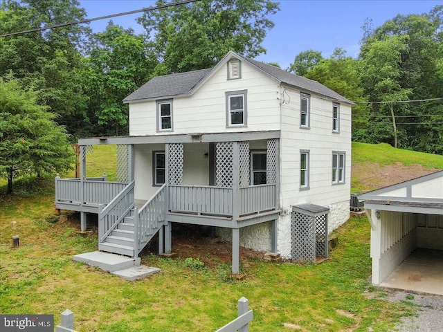 667 Thompson Rd, Needmore, PA 17238 - rear view of property with a lawn, a porch, and a shingled roof